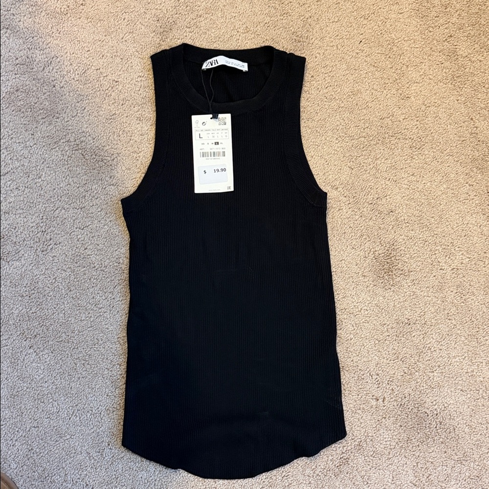 Zara Classic Black Sleeveless ribbed tank top